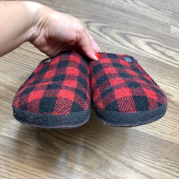 Birkenstock Zermatt Red Plaid Felt/Wool Slipper 38 US Women's Size 7 - Picture 5 of 10